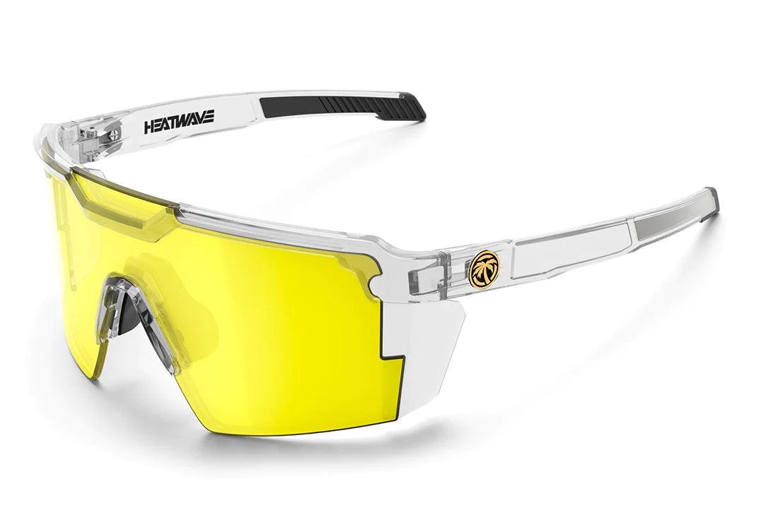 Future Tech Sunglasses: Vapor Clear Frame Hi-Vis Yellow Lens Z87+ Sports - Wrap Performance Look Future Tech Sunglasses: Vapor Clear Frame Hi-Vis Yellow Lens Z87+ Sports - Wrap Performance Look