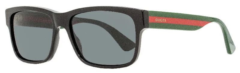 Gucci Men's Rectangular Sunglasses GG0340S 006 Black/Green/Red 58mm Cat - Eye Vintage Revival