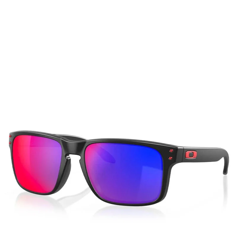 OAKLEY HOLBROOK MATTE BLACK W/ POSITIVE RED IRIDIUM Polarized - Lens Fishing Style