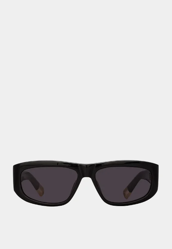 Linda Farrow Jacquemus Pilota Black/ Yellow Gold/ Grey Small - Frame Dainty Design