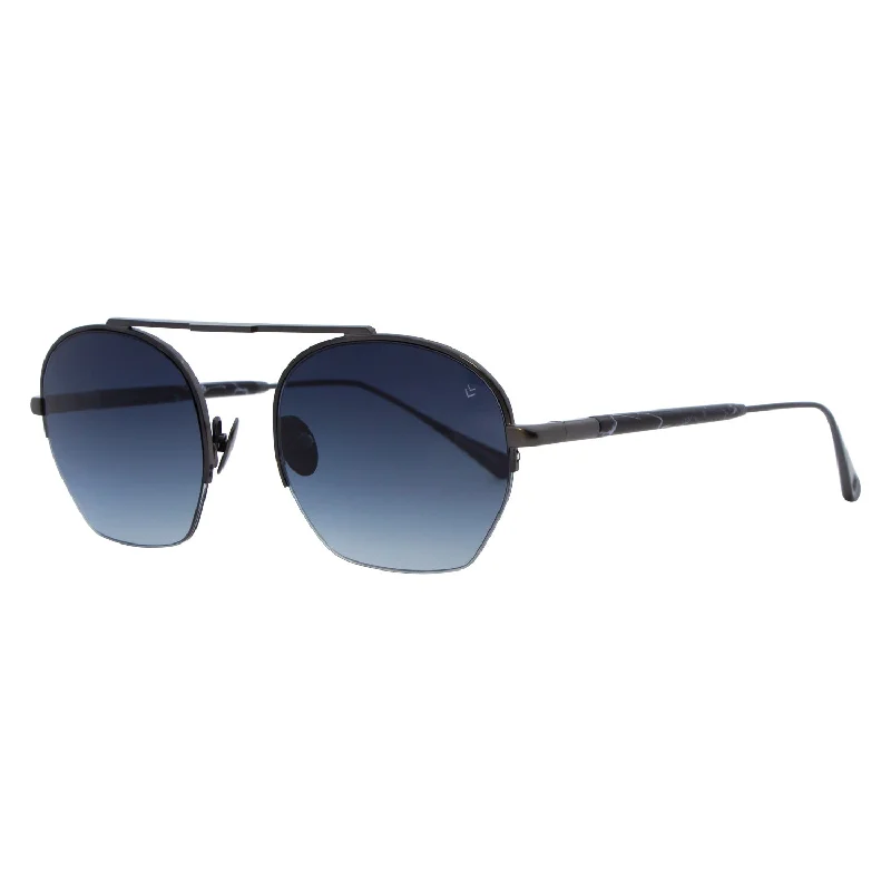 John Varvatos Semi-Rimless Round Sunglasses V534 Gunmetal Gunmetal 50mm 534 Vintage Horn - Rimmed Style John Varvatos Semi-Rimless Round Sunglasses V534 Gunmetal Gunmetal 50mm 534 Vintage Horn - Rimmed Style