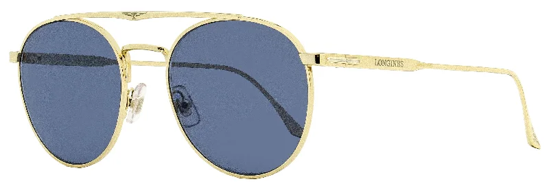 Longines Men's Oval Sunglasses LG0021 32V Gold 53mm Geometric - Patterned Frame Design
