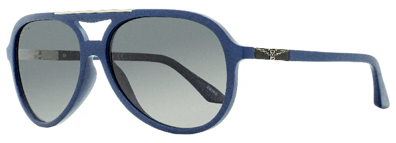 Longines Men's Pilot Sunglasses LG0003H 90D Blue 59mm Glossy Metal Frame Look