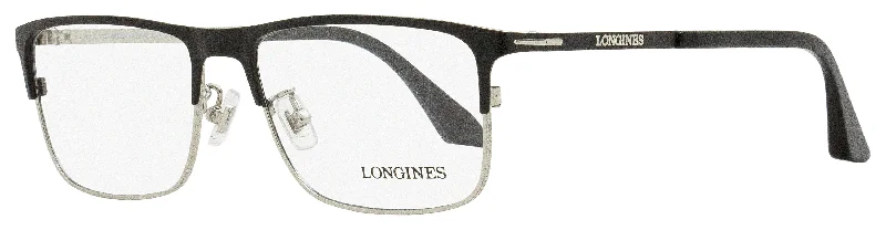 Longines Men's Rectangular Eyeglasses LG5005-H 002 Matte Black/Ruthenium 56mm Vintage - Style Browline Glasses