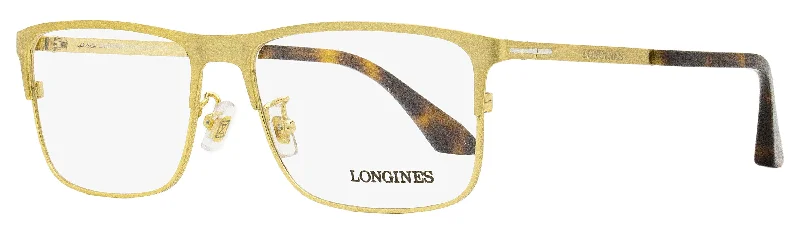 Longines Men's Rectangular Eyeglasses LG5005-H 030 Brushed Deep Gold 56mm Prescription Glasses