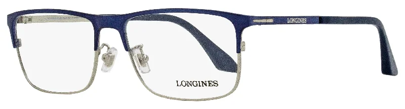 Longines Men's Rectangular Eyeglasses LG5005-H 090 Blue/Ruthenium 56mm Unisex Angular Frame Style