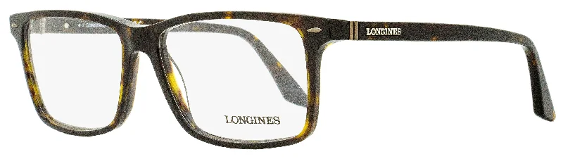 Longines Men's Rectangular Eyeglasses LG5032 052 Dark Havana 57mm Unisex Angular Frame Style Longines Men's Rectangular Eyeglasses LG5032 052 Dark Havana 57mm Unisex Angular Frame Style