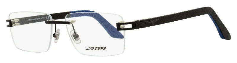 Longines Men's Rimless Eyeglasses LG5006H 002 Matte Black/Blue 55mm Vintage - Style Browline Glasses