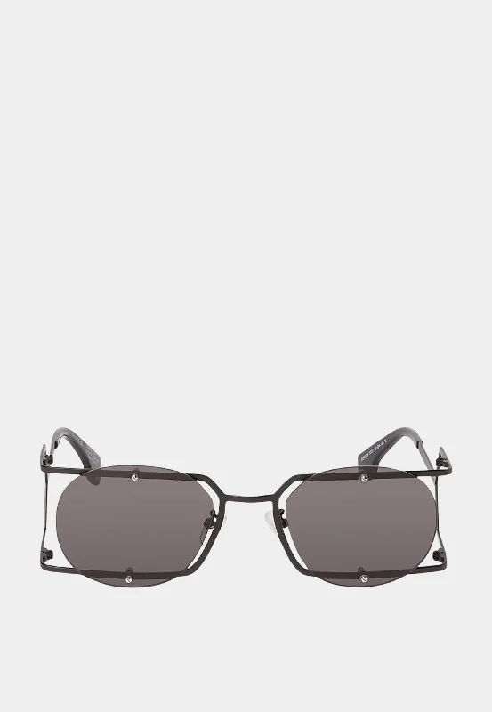 Marcelo Burlon Mutisia Sunglasses Black Dark Grey Glossy Metal Frame Look