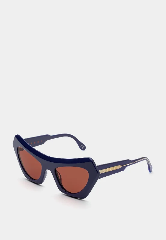 MARNI Devil's Pool Sunglasses - Blue Oval - Rimmed Sophisticated Look