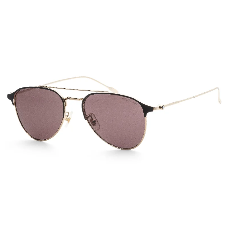Montblanc Men's 55 mm Gold Sunglasses MB0190S-001-55 Round - Rimmed Bohemian Look