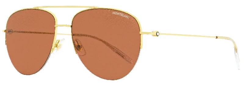 Montblanc Men's Aviator Sunglasses MB0074S 005 Gold/Clear 59mm Vintage Horn - Rimmed Style Montblanc Men's Aviator Sunglasses MB0074S 005 Gold/Clear 59mm Vintage Horn - Rimmed Style