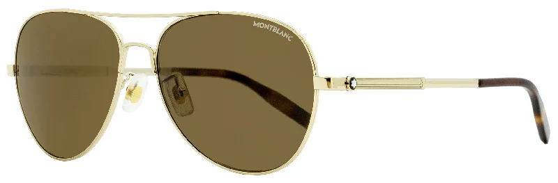 Montblanc Men's Pilot Sunglasses MB0027S 008 Gold/Havana 60mm Matte - Finish Plastic Frame Look Montblanc Men's Pilot Sunglasses MB0027S 008 Gold/Havana 60mm Matte - Finish Plastic Frame Look
