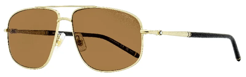Montblanc Men's Pilot Sunglasses MB0069S 001 Gold/Black 60mm Geometric - Shaped Avant - Garde