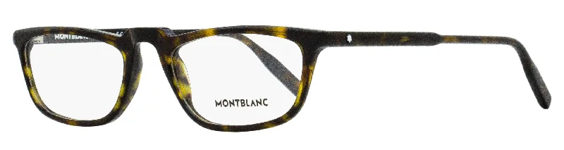 Montblanc Men's Rectangular Eyeglasses MB0053O 002 Havana 54mm Translucent Frame Modern Aesthetic Montblanc Men's Rectangular Eyeglasses MB0053O 002 Havana 54mm Translucent Frame Modern Aesthetic