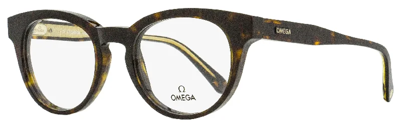 Omega Men's Pantos Eyeglasses OM5003H 052 Dark Havana/Crystal 52mm Leather - Trimmed Luxe Style Omega Men's Pantos Eyeglasses OM5003H 052 Dark Havana/Crystal 52mm Leather - Trimmed Luxe Style