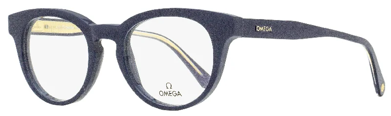 Omega Men's Pantos Eyeglasses OM5003H 090 Blue/Crystal 52mm Translucent Frame Modern Aesthetic Omega Men's Pantos Eyeglasses OM5003H 090 Blue/Crystal 52mm Translucent Frame Modern Aesthetic