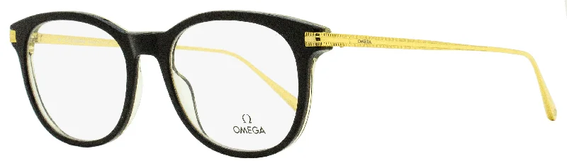 Omega Men's Pantos Eyeglasses OM5013 005 Black/Gold 53mm Mirrored - Lens Driving Look