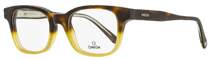 Omega Men's Rectangular Eyeglasses OM5004H 056 Havana-Honey/Crystal 52mm Small - Frame Dainty Design Omega Men's Rectangular Eyeglasses OM5004H 056 Havana-Honey/Crystal 52mm Small - Frame Dainty Design