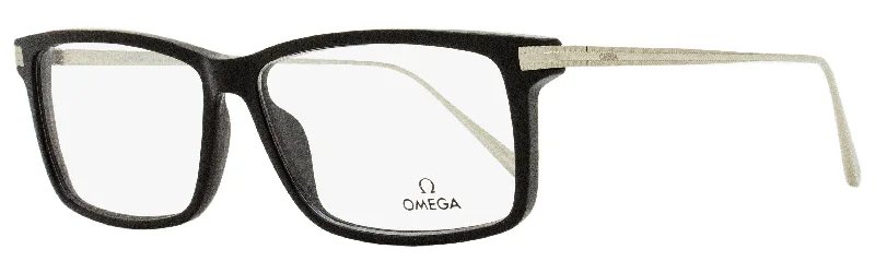 Omega Men's Rectangular Eyeglasses OM5014 001 Black/Ruthenium 58mm Gradient - Lens 