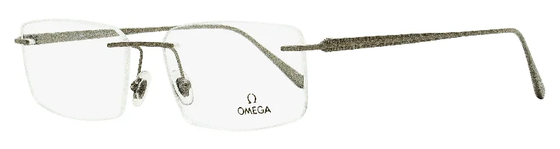 Omega Men's Rimless Eyeglasses OM5007H 008 Gunmetal 56mm Steampunk - Inspired Goggles