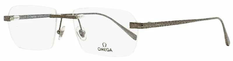 Omega Men's Rimless Eyeglasses OM5015H 008 Gunmetal 56mm Fashionable Look