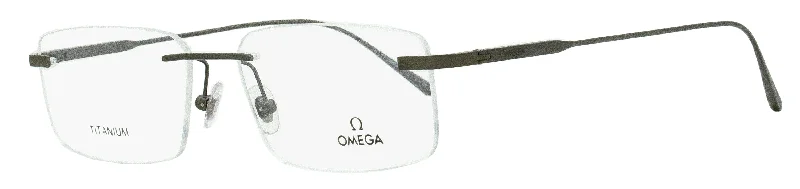 Omega Men's Rimless Eyeglasses OM5037 008 Gunmetal 56mm Tortoiseshell Pattern Aesthetic