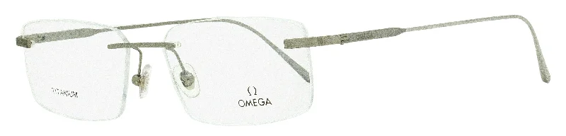 Omega Men's Rimless Eyeglasses OM5037 016 Palladium 56mm Classic Aviator Style