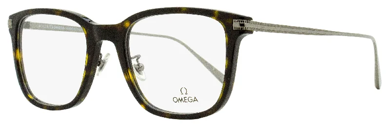 Omega Men's Square Eyeglasses OM5005H 052 Havana/Palladium 54mm Geometric - Patterned Frame Design Omega Men's Square Eyeglasses OM5005H 052 Havana/Palladium 54mm Geometric - Patterned Frame Design