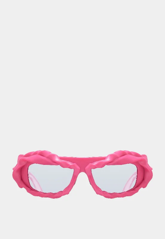 Ottolinger Twisted Sunglasses Neon Pink Oval - Rimmed Sophisticated Look
