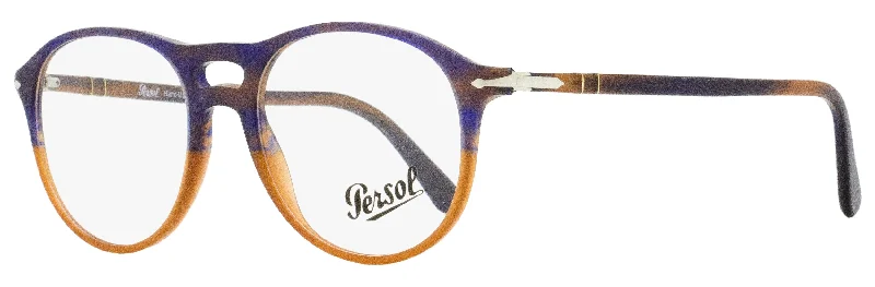 Persol Men's Aviator Eyeglasses PO3202V 1066 Blue Melange/Umber 53mm Leather - Trimmed Luxe Style Persol Men's Aviator Eyeglasses PO3202V 1066 Blue Melange/Umber 53mm Leather - Trimmed Luxe Style