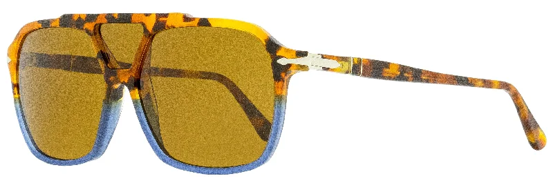 Persol Men's Navigator Sunglasses PO3223S 112033 Brown Tortoise/Opal Blue 59mm Chunky Black - Frame Goth Look Persol Men's Navigator Sunglasses PO3223S 112033 Brown Tortoise/Opal Blue 59mm Chunky Black - Frame Goth Look