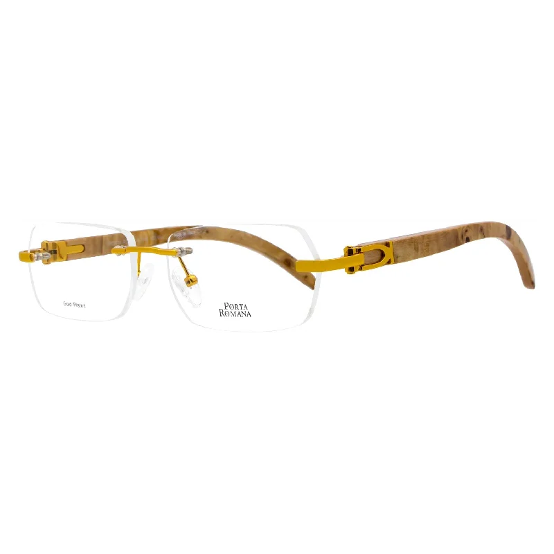 Porta Romana Rectangular Eyeglasses 1954 100BUL Burl Light Lacquered Wood 56mm 1954 Multi - Functional Outdoor Glasses Porta Romana Rectangular Eyeglasses 1954 100BUL Burl Light Lacquered Wood 56mm 1954 Multi - Functional Outdoor Glasses