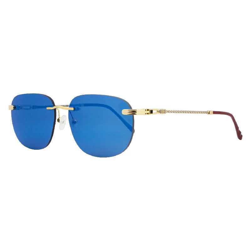 Porta Romana Rimless Oval Sunglasses PR1009 100B Silver/Gold/Red 57mm PR1009 Unisex Angular Frame Style Porta Romana Rimless Oval Sunglasses PR1009 100B Silver/Gold/Red 57mm PR1009 Unisex Angular Frame Style