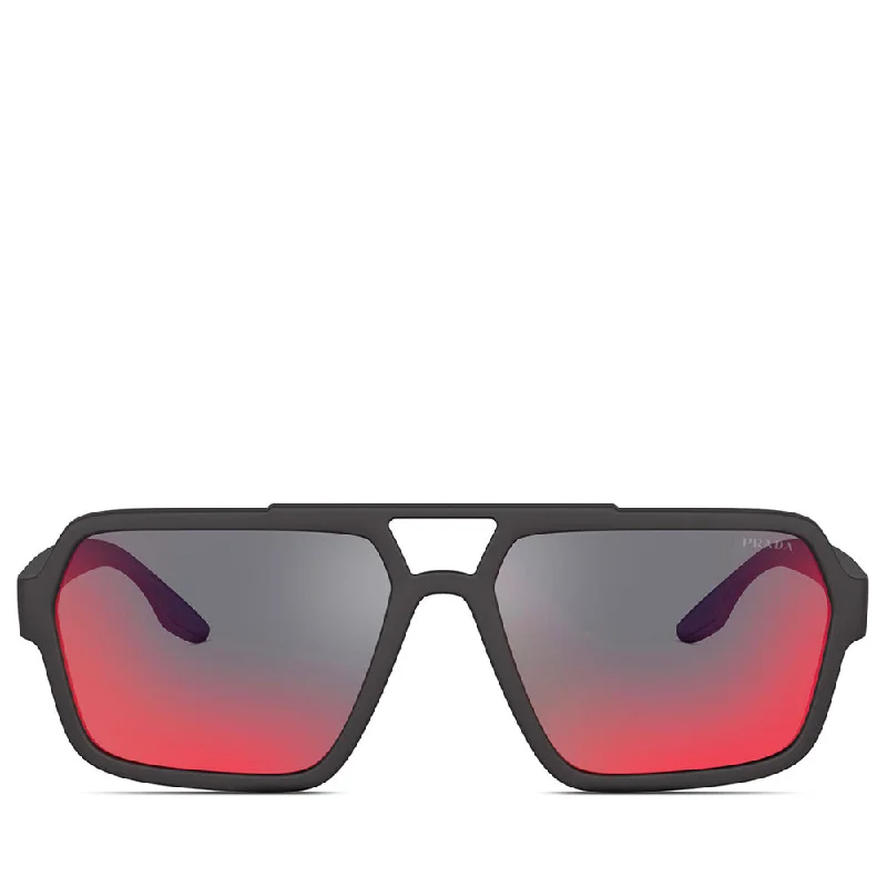 Men's Prada Linea Rossa Injected Man Sunglass Black Rubber Wire - Frame Intellectual Look