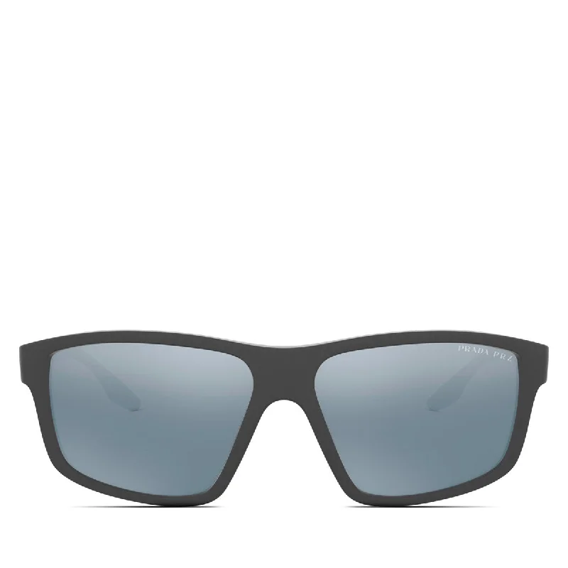 Prada Linea Rossa Injected Man Sunglass Grey Rubber Art - Deco - Inspired Eyewear