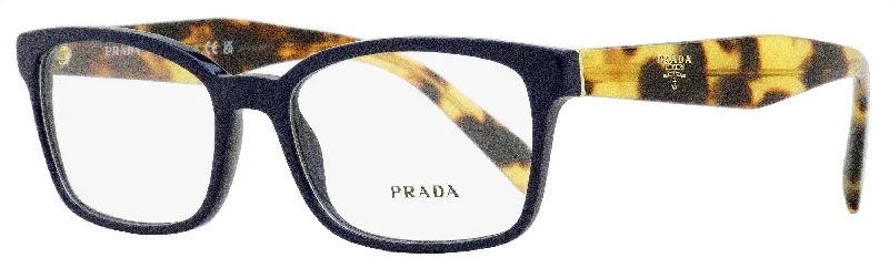 Prada Men's Rectangular Eyeglasses VPR 18T VIB-1O1 Blue/Tortoise 53mm Wire - Frame Intellectual Look