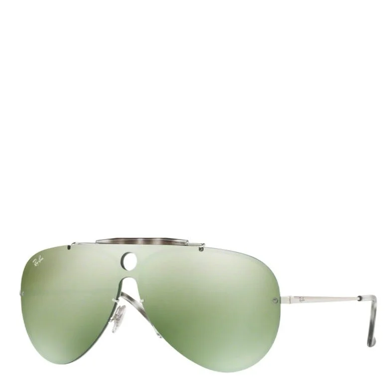 RAY-BAN BLAZE SHOOTER RB3581N SILVER/GREEN Wayfarer Streetwear Style