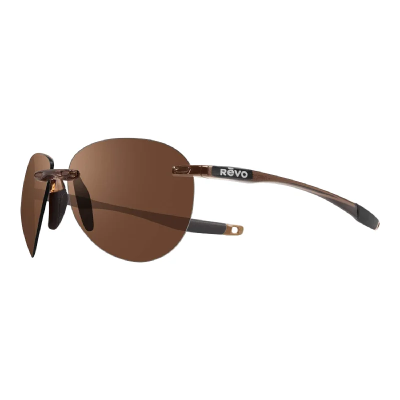 REVO Men's Descend A Crystal Brown Polarized Aviator Sunglasses Clip - On Sunglasses Convenience
