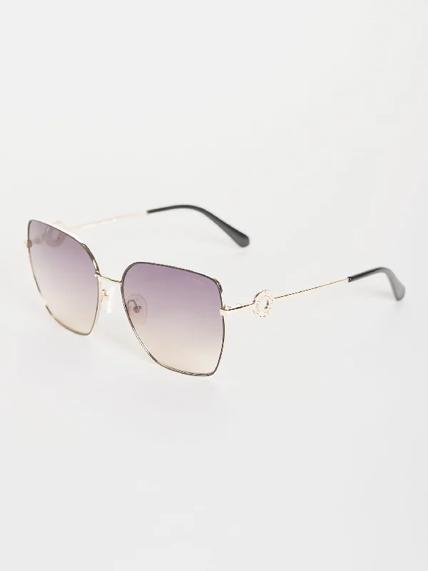 Square Geometric Metal Sunglasses Chunky Black - Frame Goth Look