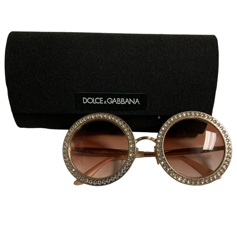 Sunglasses Luxury Designer By Dolce And Gabbana In Gold Round - Rimmed Bohemian Look Sunglasses Luxury Designer By Dolce And Gabbana In Gold Round - Rimmed Bohemian Look