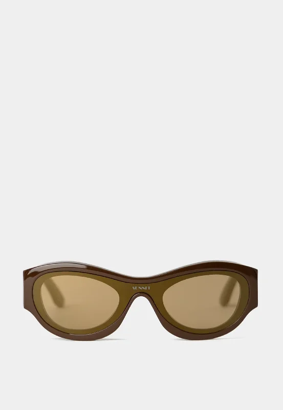 Sunnei Prototipo 5 Sunglass Dark Brown Leather - Trimmed Luxe Style