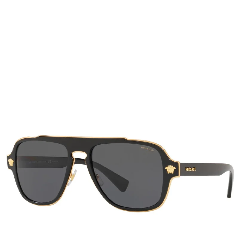 Versace Metal Man Sunglass Black Rectangle - Rimmed 