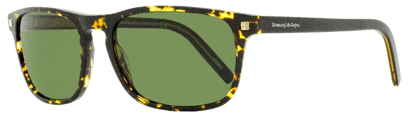 Zegna Men's Rectangular Sunglasses EZ0173 52N Havana 58mm Vintage - Style Browline Glasses