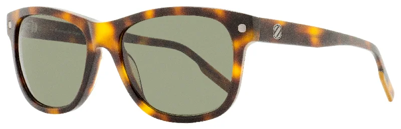 Zegna Men's Rectangular Sunglasses EZ0196 52N Dark Havana 56mm Translucent Frame Modern Aesthetic