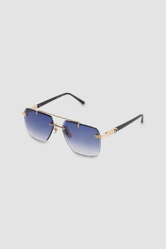 Zilli Blue NICO Sunglasses Leather - Trimmed Luxe Style