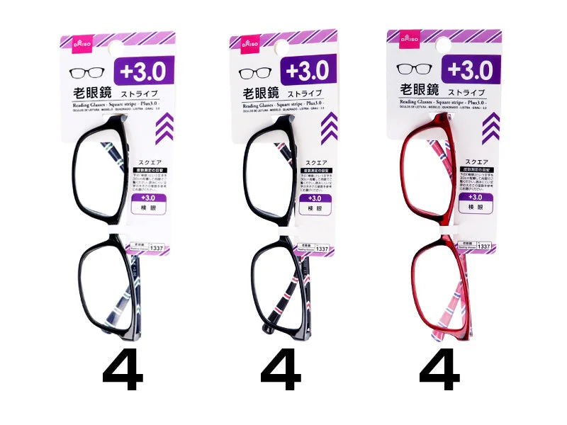 Reading Glasses -Square Stripe- Plus3.0- Geometric - Shaped Avant - Garde