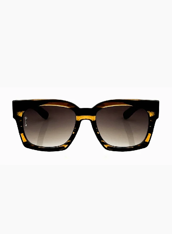 Alba Sunglasses, Tort/Smoke Brown | Otra Leather - Trimmed Luxe Style