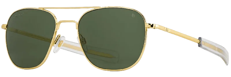 American Optical - Original Pilot Polarized Sunglasses - Gold/Green Rectangle Business Style