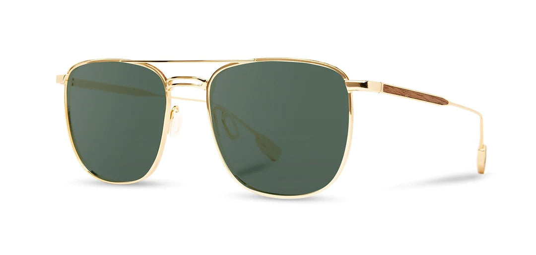 Ashland Metal Sunglasses | Gold Walnut | G15 Polarized | Shwood Mirrored - Lens Driving Look